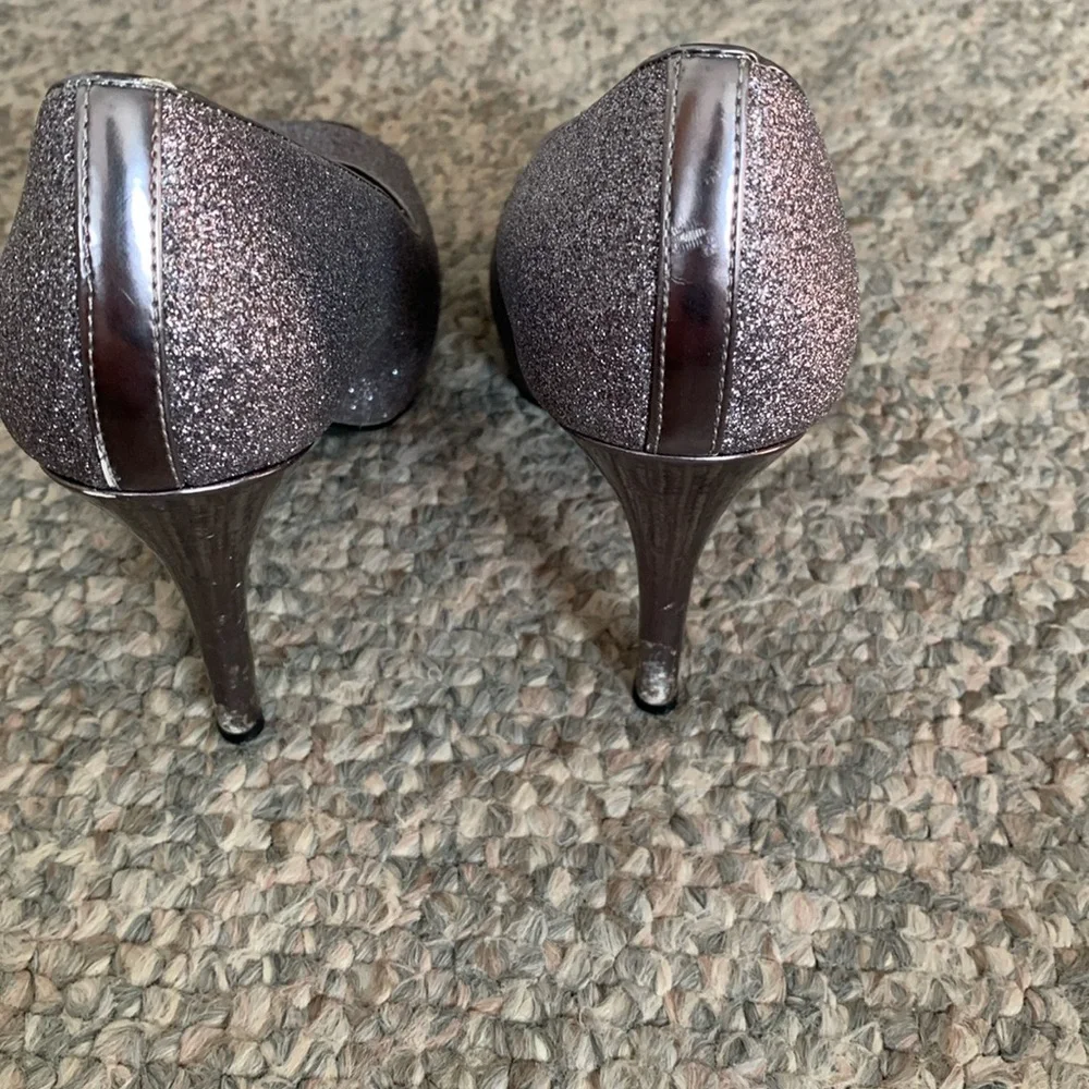 Worthington Silver Peep-Toe 5” Stiletto Heels